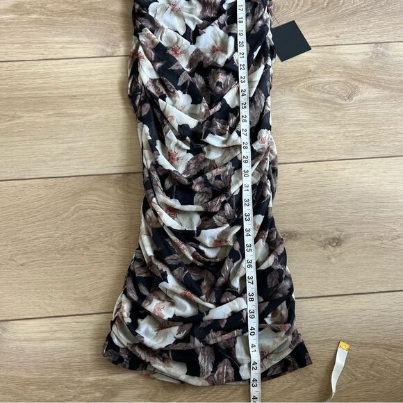 Lulu’s We Really Mesh Black Floral Print Sleeveless Ruched Midi Dress NWT Small - Picture 14 of 15